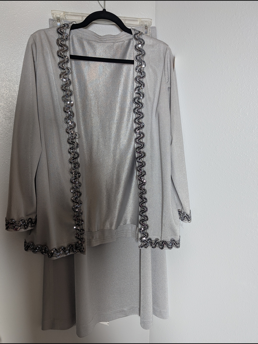 Vintage Stunning Silver Embellished Women's Lounge Jacket, Skirt and Top
